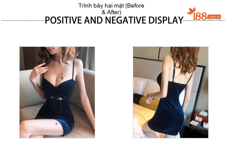 Váy Hai Dây Nữ Ôm Body Xẻ Ngực Sâu Phong Cách Gợi Cảm Nỉ Nhung Màu Hồng, Đỏ, Xanh Đen chi tiết 2
