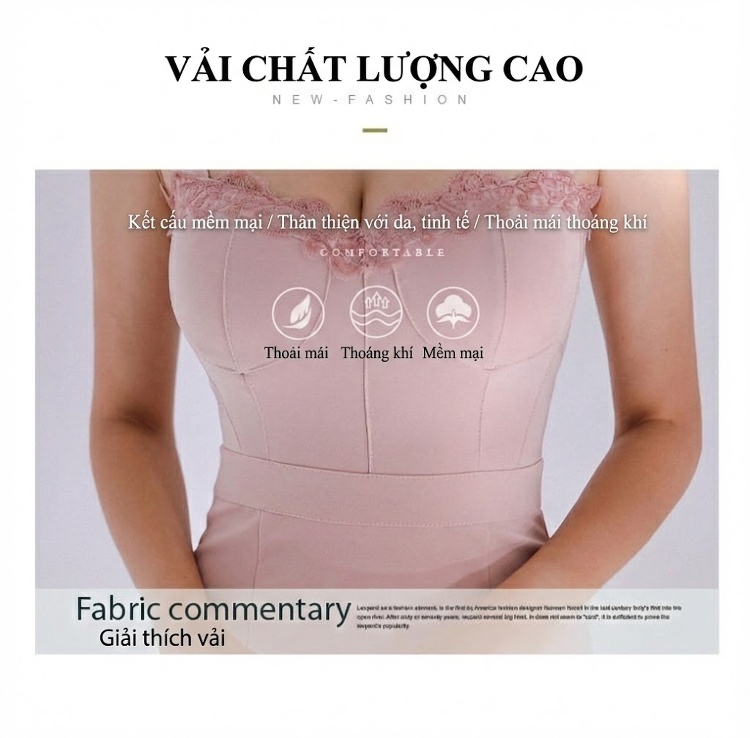 Váy Hai Dây Nữ Ren Hoa Nhí Cột Nơ Eo Ôm Dáng Mùa Hè Màu Hồng chi tiết 3