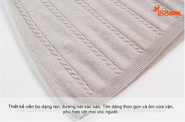 Váy Len Nữ dáng chữ A Tay Dài Cổ Bẻ Họa Tiết Vặn Thừng Màu Be chi tiết 11