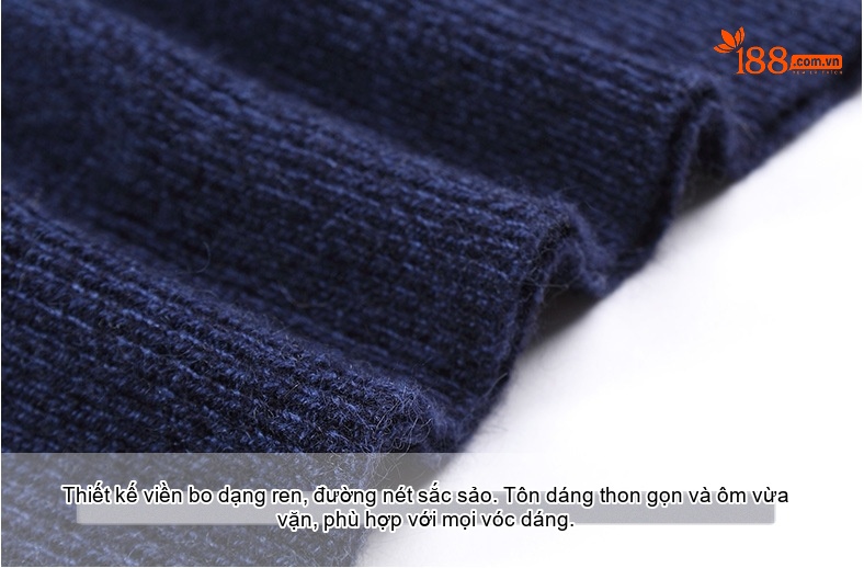 Váy Len Nữ Dáng Suông Dài Tay Cổ Tròn Chất Liệu Len Lông Cừu Màu Xanh Navy chi tiết 11