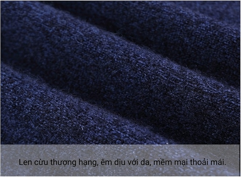 Váy Len Nữ Dáng Suông Dài Tay Cổ Tròn Chất Liệu Len Lông Cừu Màu Xanh Navy chi tiết 12