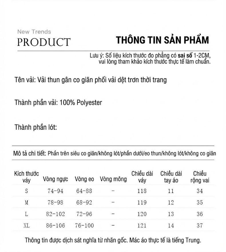 Váy Liền Dệt Kim Co Giãn dáng chữ A Chiều Dài Qua Gối Màu Đen chi tiết 7