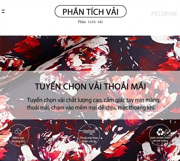 Váy Liền In Họa Tiết Hoa, Không Tay, Dáng Xòe, Thắt Eo Thanh Lịch Màu Đen, Đỏ, Trắng chi tiết 3