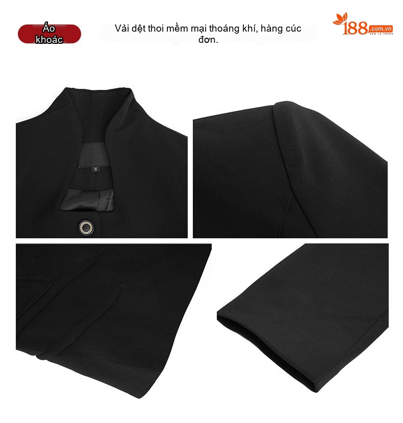 Váy Liền Thân Công Sở Nữ Phong Cách Pháp Thanh Lịch Màu Đen chi tiết 4