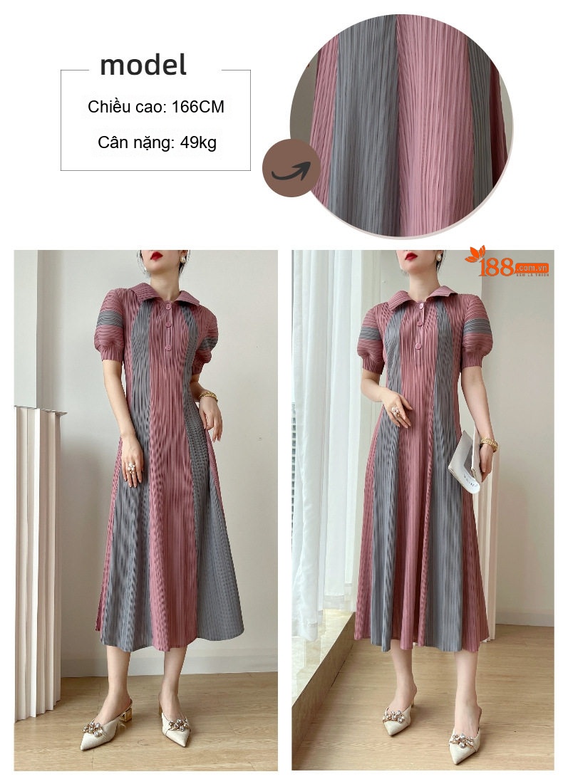 Váy Liền Thân Dáng Dài Xòe Lớn Thiết Kế Trẻ Trung Màu Hồng, Xám, Xanh, Đen... chi tiết 7