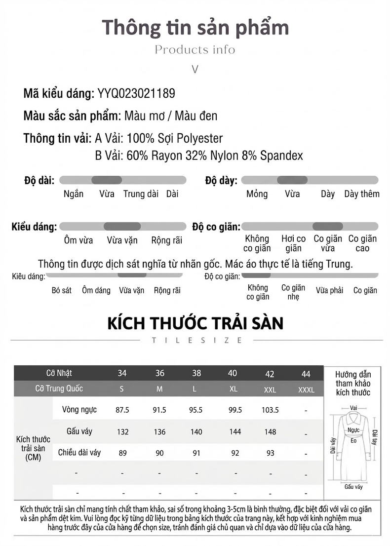 Váy liền thân Nữ A-Line Không Tay Cổ Tròn Hở Vai Dáng Dài Vải Dệt Màu Đen, Trắng chi tiết 4