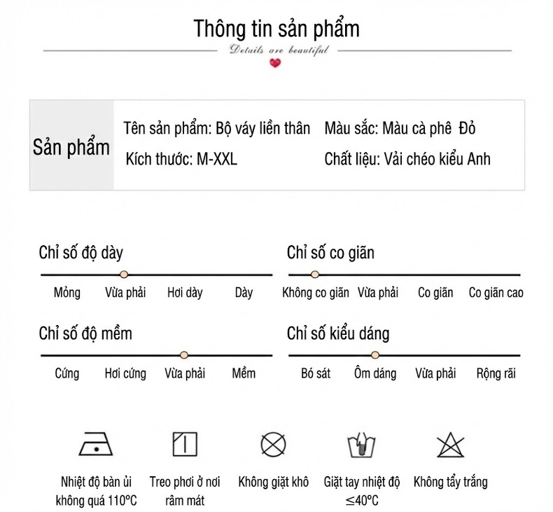 Váy Liền Thân Nữ Bộ Hai Chiếc Phong Cách Trung Hoa Cổ Điển Màu Đỏ, Nâu chi tiết 2