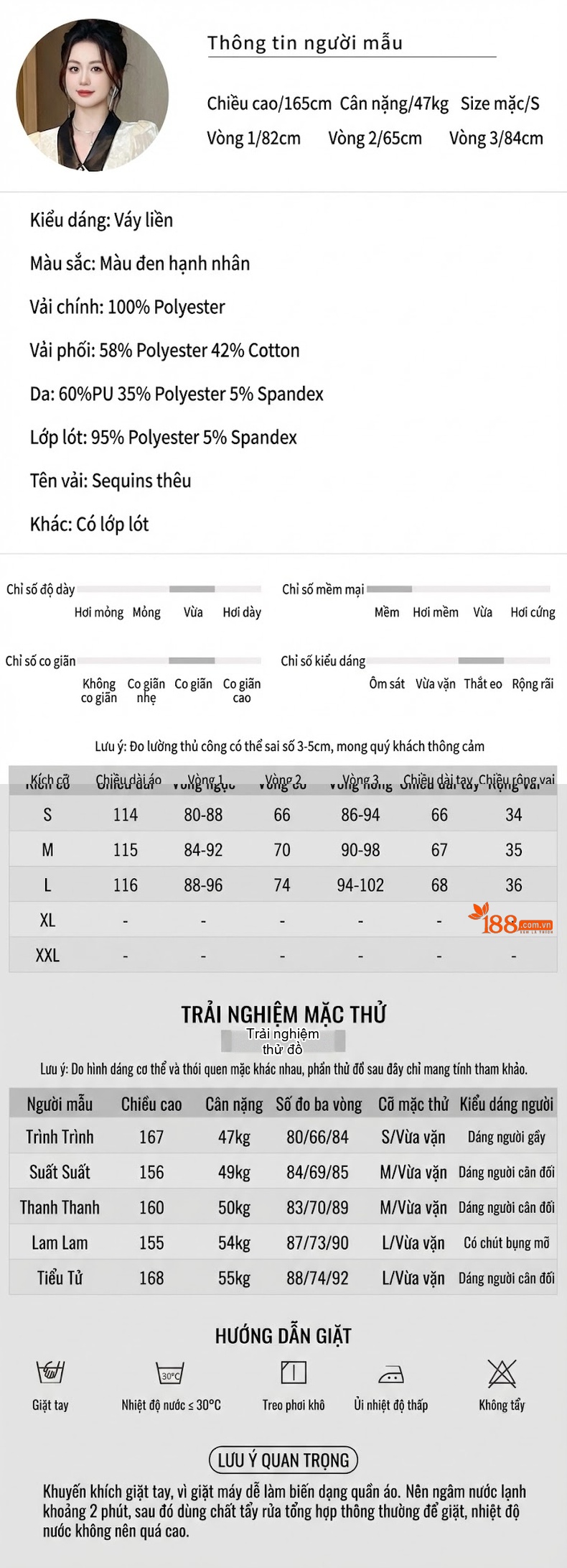 Váy liền thân Nữ Cổ Búp Bê Tay Dài Thắt Eo Đính Kim Sa Phong Cách Pháp Màu Trắng Kem, Đen chi tiết 2