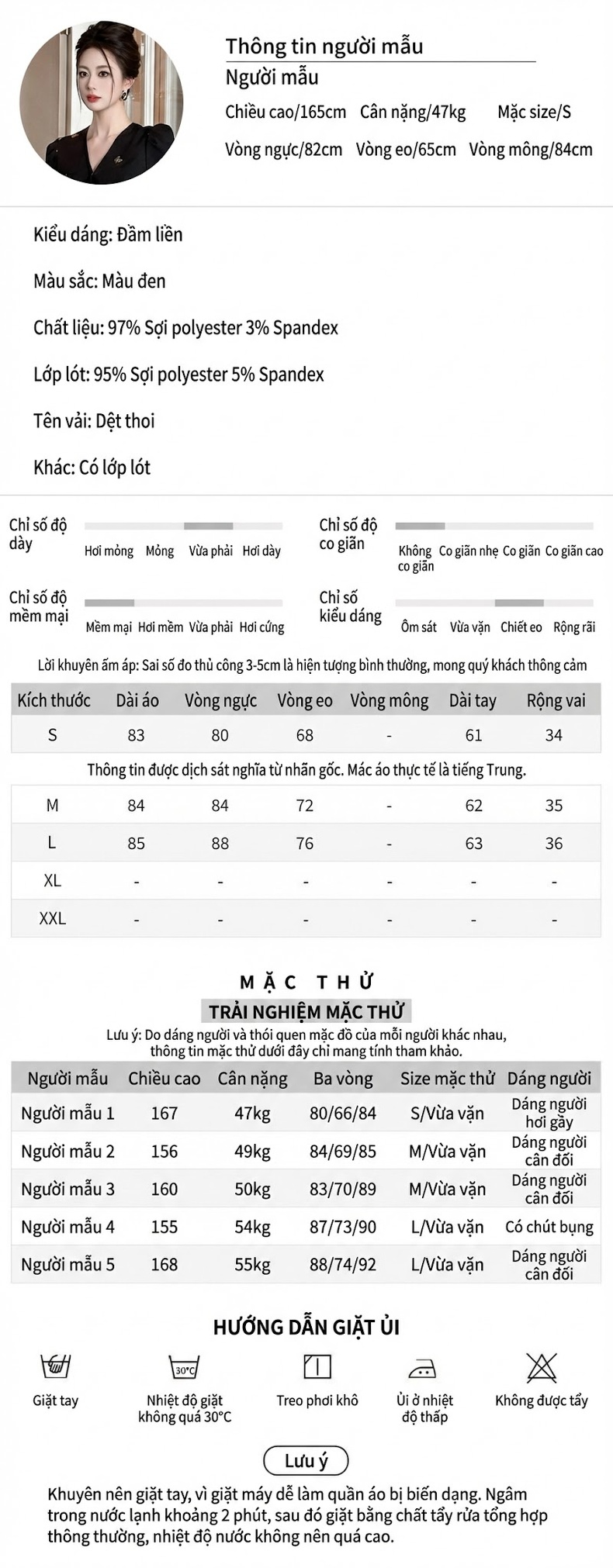 Váy liền thân Nữ Cổ chữ V Thêu Bướm Eo Cao Dáng Xòe Màu Đen chi tiết 2