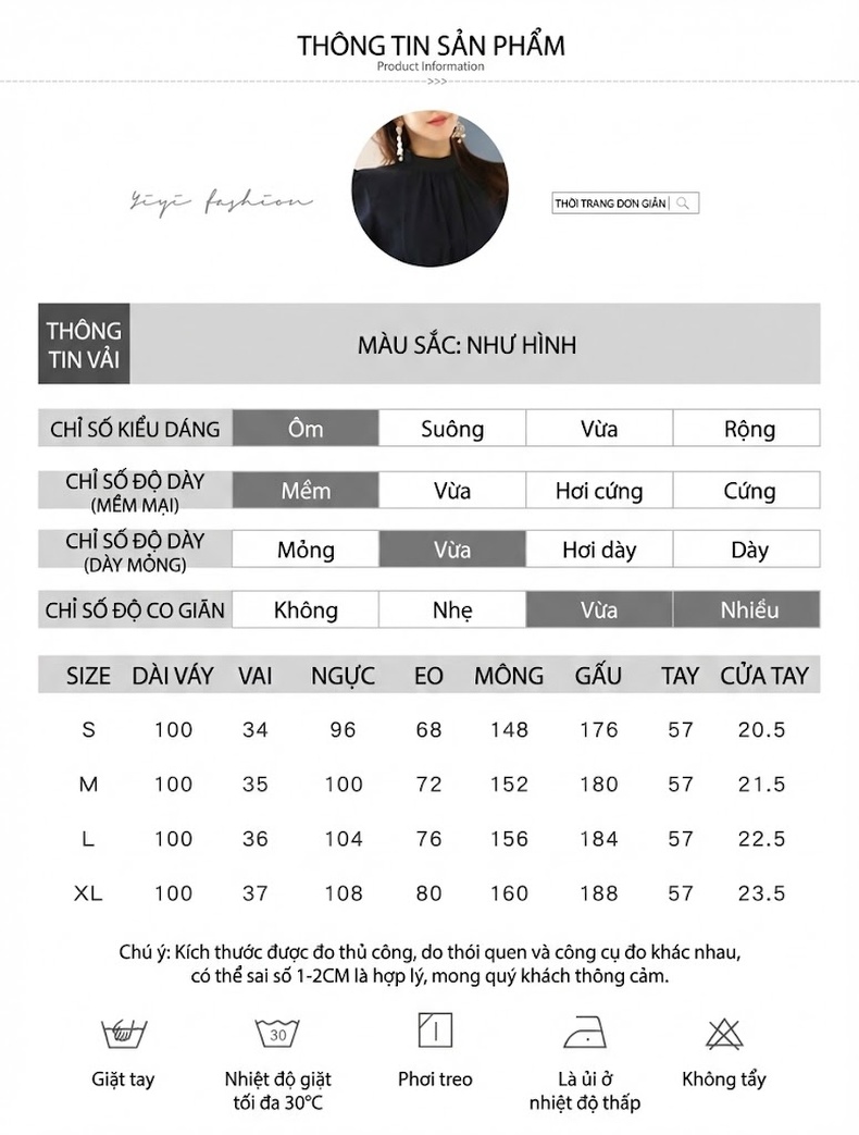 Váy Liền Thân Nữ Cổ Trụ Tay Lồng Đèn Eo Cao dáng chữ A Màu Đen chi tiết 1