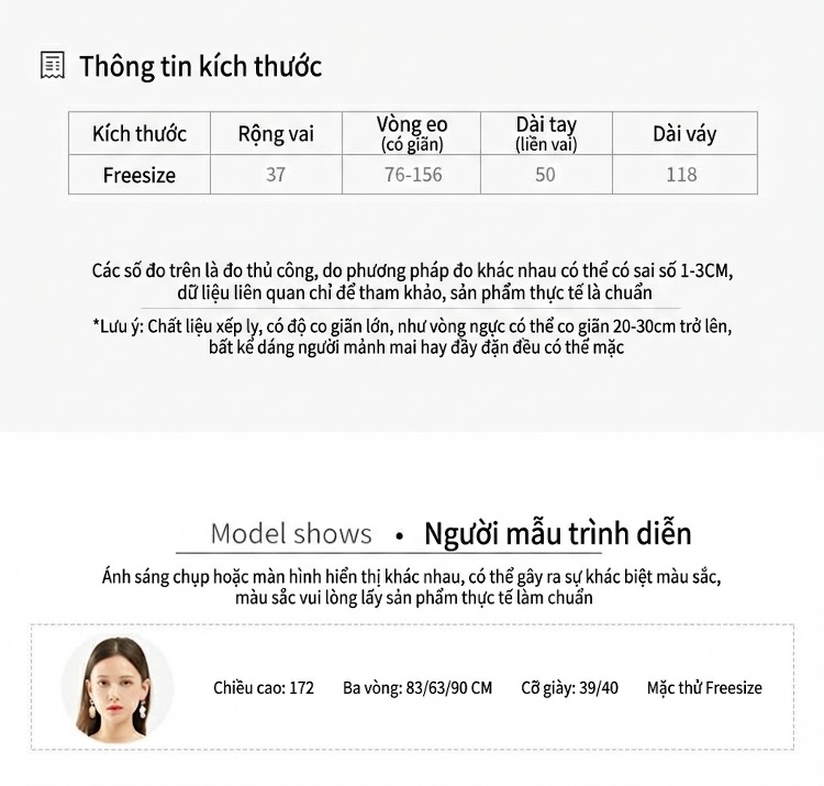 Váy liền thân Nữ dáng chữ A Thiết Kế Xếp Ly Tay Dài Dáng Ôm Màu Đỏ, Vàng, Xanh, Đen... chi tiết 5