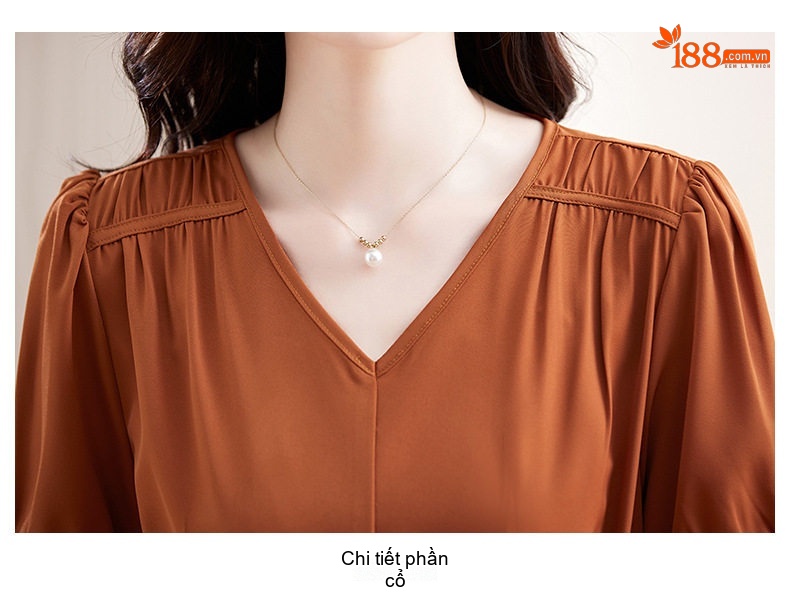 Váy liền thân Nữ dáng chữ A Thu Eo Tay Ngắn Thanh Lịch Màu Nâu, Xanh Olive, Be chi tiết 29