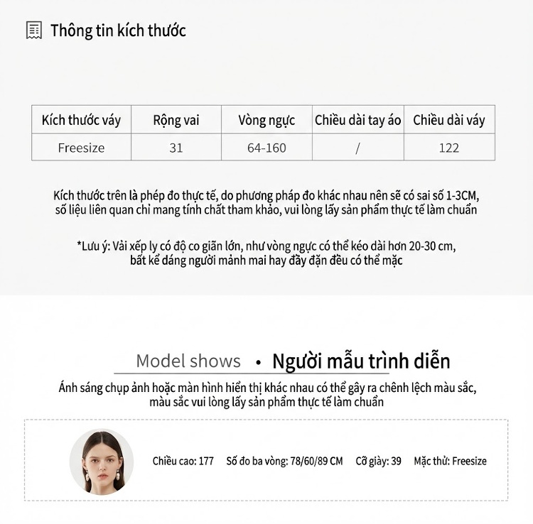 Váy liền thân Nữ Dáng Dài Thiết Kế Xếp Ly Eo Ôm Tiểu Thư Thanh Lịch Màu Xanh, Be, Xanh Dương, Đen... chi tiết 35