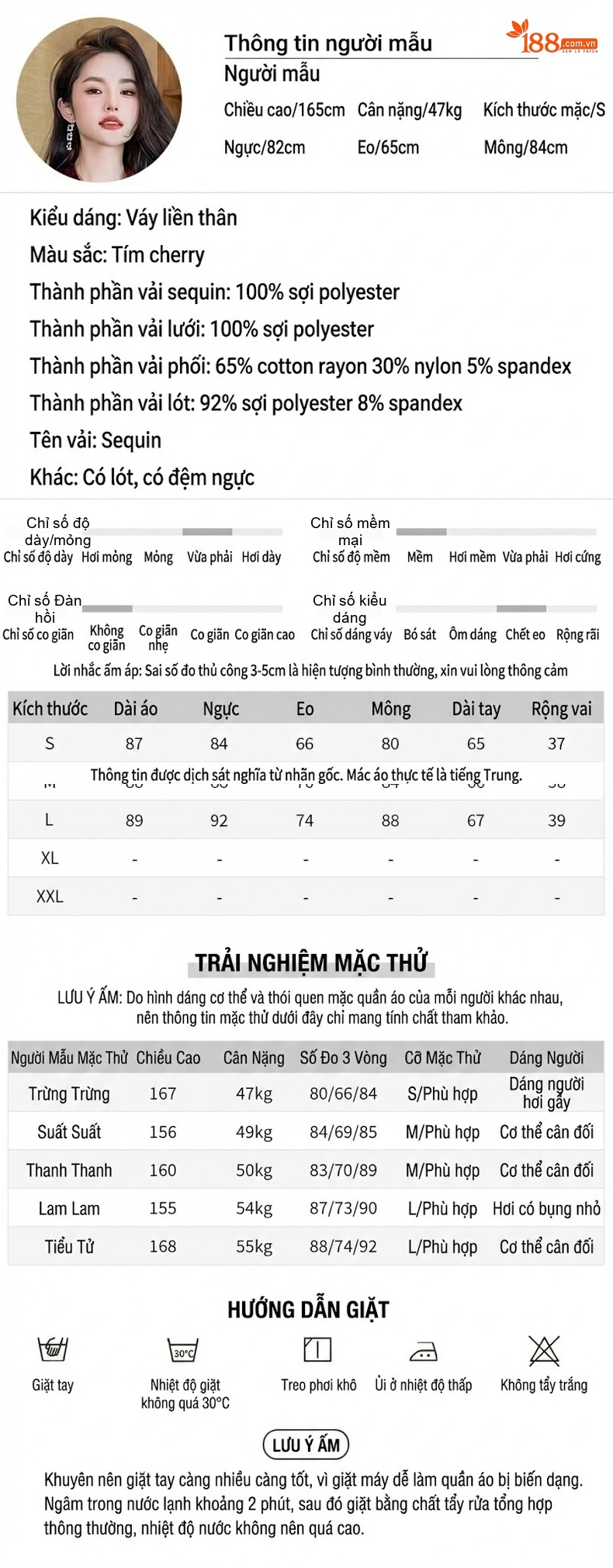 Váy liền thân Nữ Dáng Ôm Cổ Polo Tay Dài Chất Liệu Lấp Lánh Màu Đỏ Rượu chi tiết 2