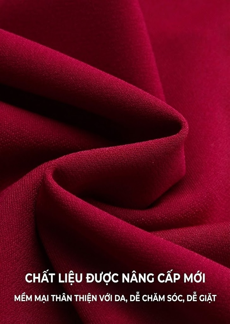 Váy liền thân Nữ Dáng Ôm Xẻ Tà Cổ chữ V Thanh Lịch Tay Dài Màu Đỏ Rượu, Đen chi tiết 7