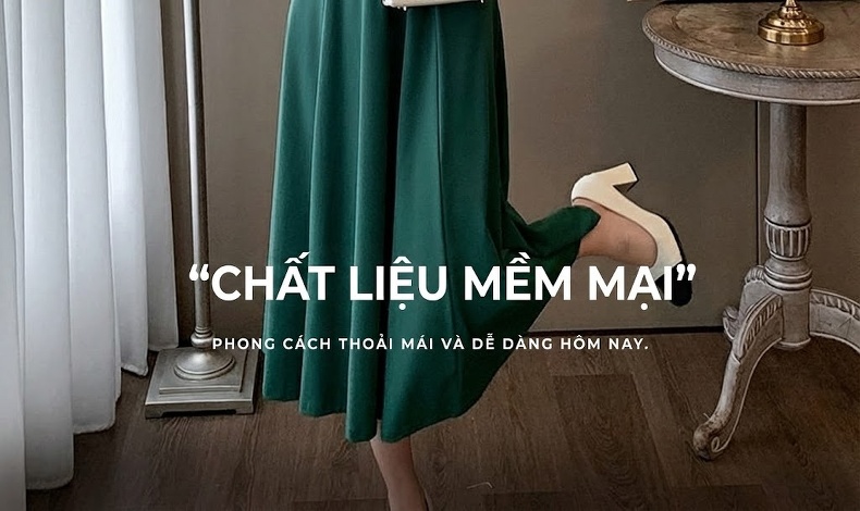 Váy liền thân Nữ Dệt Kim dáng chữ A Cổ Điển Ôm Eo Màu Xanh Lá chi tiết 4