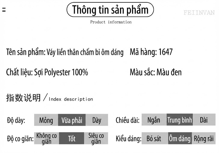 Váy liền thân Nữ Họa Tiết Chấm Bi Cổ chữ V A Dáng Xòe Thắt Eo Phong Cách Pháp Màu Đen chi tiết 4