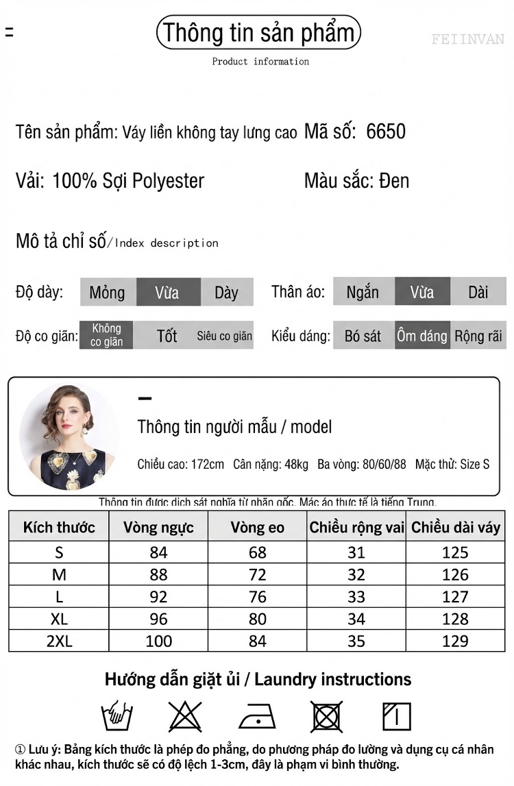 Váy liền thân Nữ In Họa Tiết Cổ Tròn dáng chữ A Thắt Eo Phong Cách Quý Cô Màu Đen, Vàng chi tiết 4