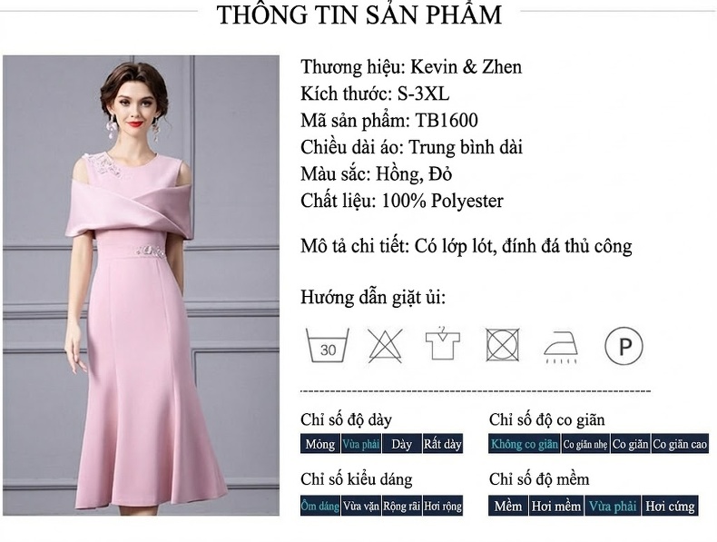 Váy liền thân Nữ Kiểu Yếm Hở Vai Thiết Kế Sang Trọng Màu Hồng, Đỏ chi tiết 1