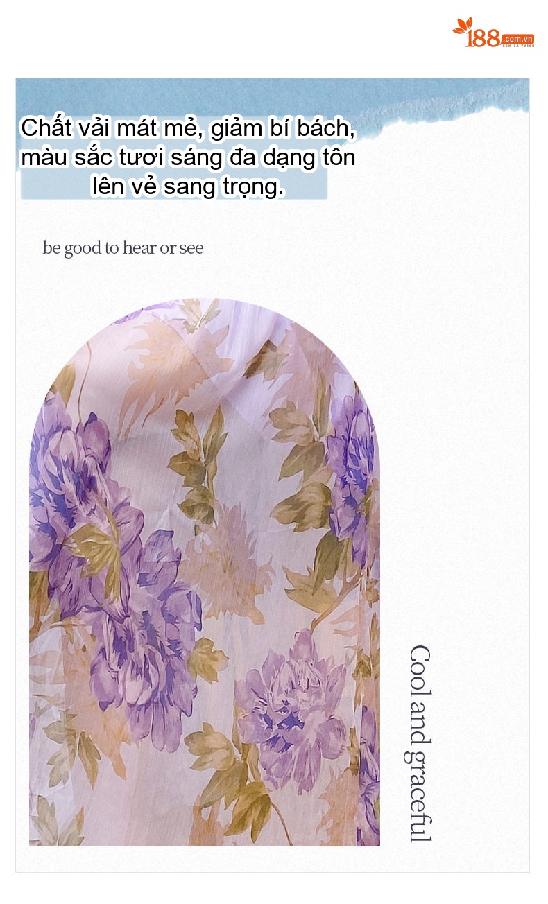 Váy liền thân Nữ Mùa Hè Dáng Dài Họa Tiết Hoa Nhỏ Phong Cách Pháp, Thiết Kế Cổ Yếm Màu Tím chi tiết 3