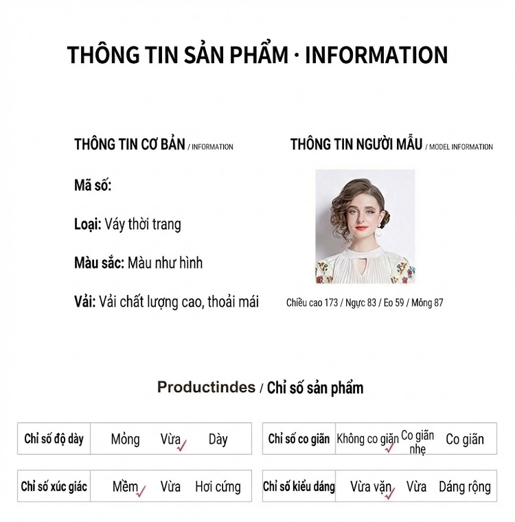 Váy liền thân Nữ Tay Lồng Đèn Xếp Ly Họa Tiết Thắt Eo Màu Trắng Kem chi tiết 12