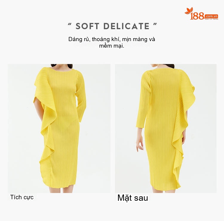 Váy liền thân Nữ Thiết Kế Bất Đối Xứng Cổ Điển Màu Vàng, Kem, Xanh Dương, Đỏ... chi tiết 31