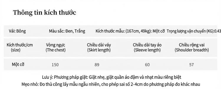 Váy Liền Thân Nữ Thiết Kế Dây Rút Tay Lồng Đèn Dáng Xòe Dài Vừa Màu Đen, Trắng chi tiết 1