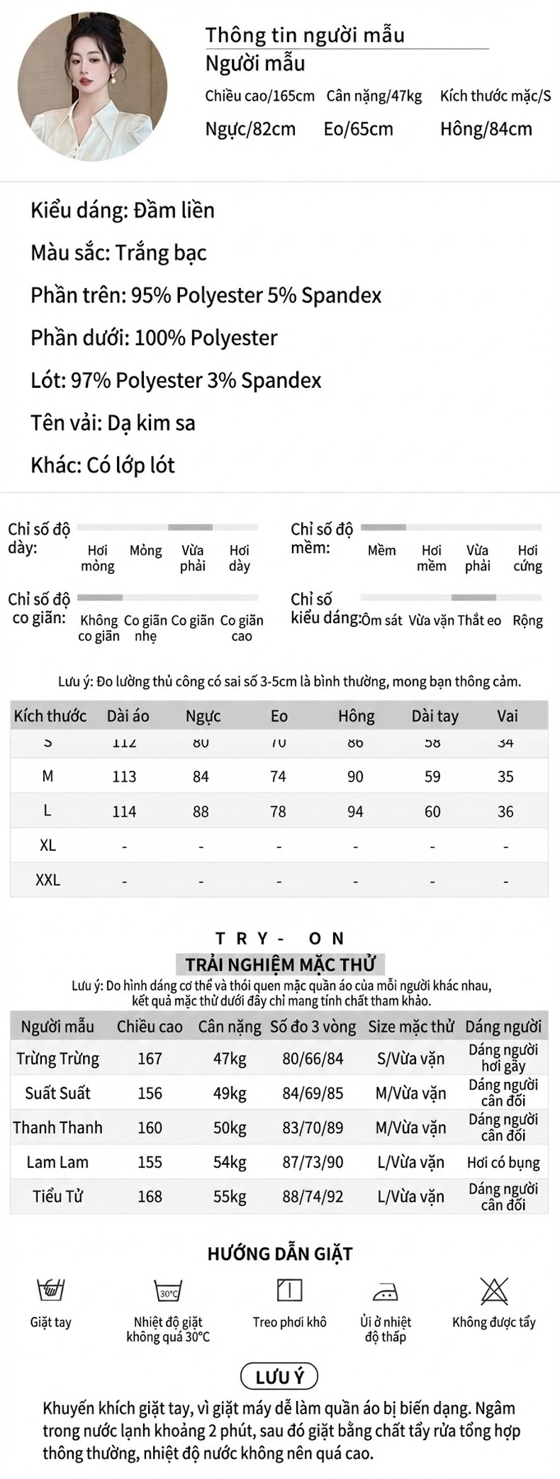 Váy liền thân Nữ Tiểu Thư Áo Sơ Mi Tay Dài Phối Chân Váy Dạ Tweed Đính Kim Sa Xẻ Tà Màu Trắng, Xám chi tiết 2