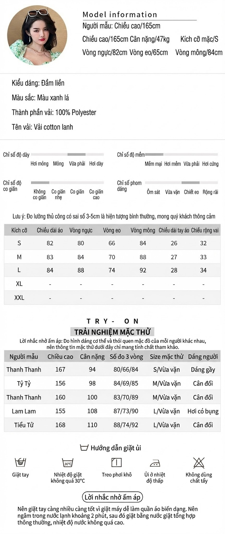 Váy liền thân Nữ Tiểu Thư Cổ chữ Vuông Tay Bồng Họa Tiết Hoa Nhí Màu Xanh Lá chi tiết 2