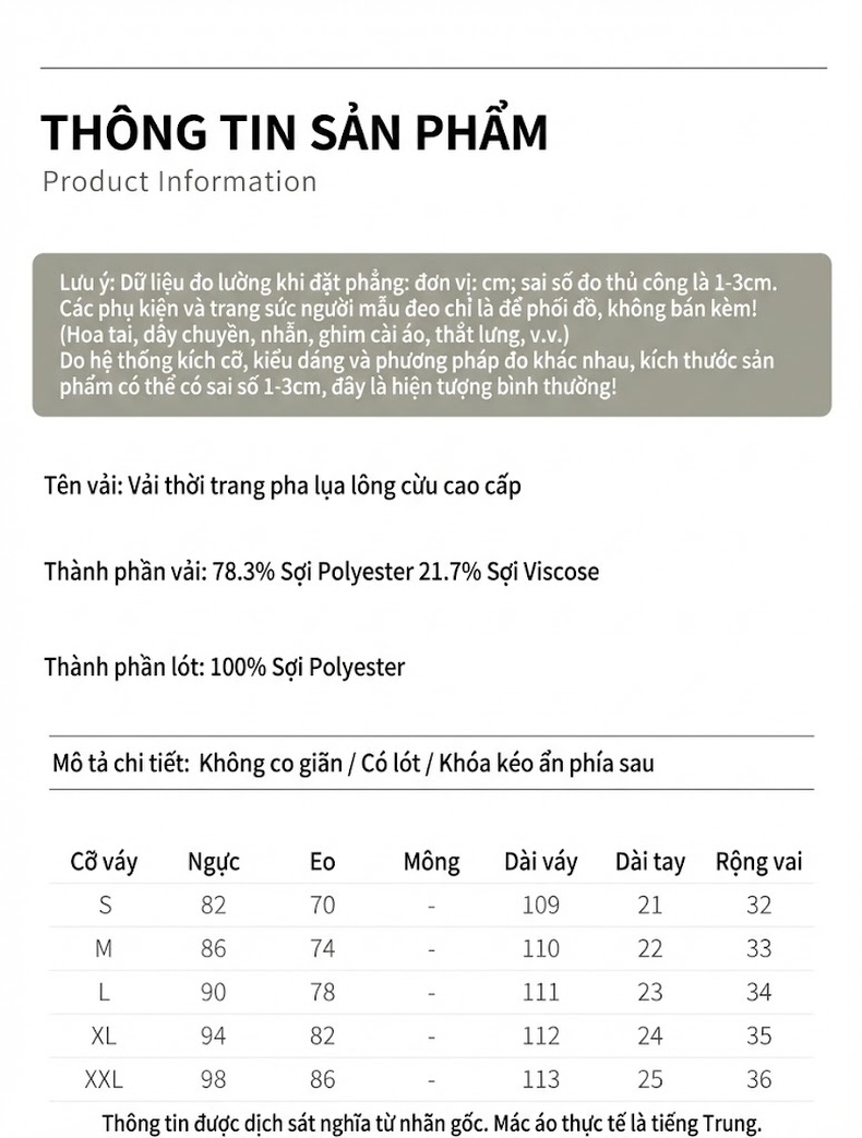 Váy liền thân Nữ 精仿丝毛 (Tinh Phỏng Tơ Lụa) Thiết Kế Dự Tiệc Sang Trọng Màu Đỏ, Đen, Trắng Kem chi tiết 4