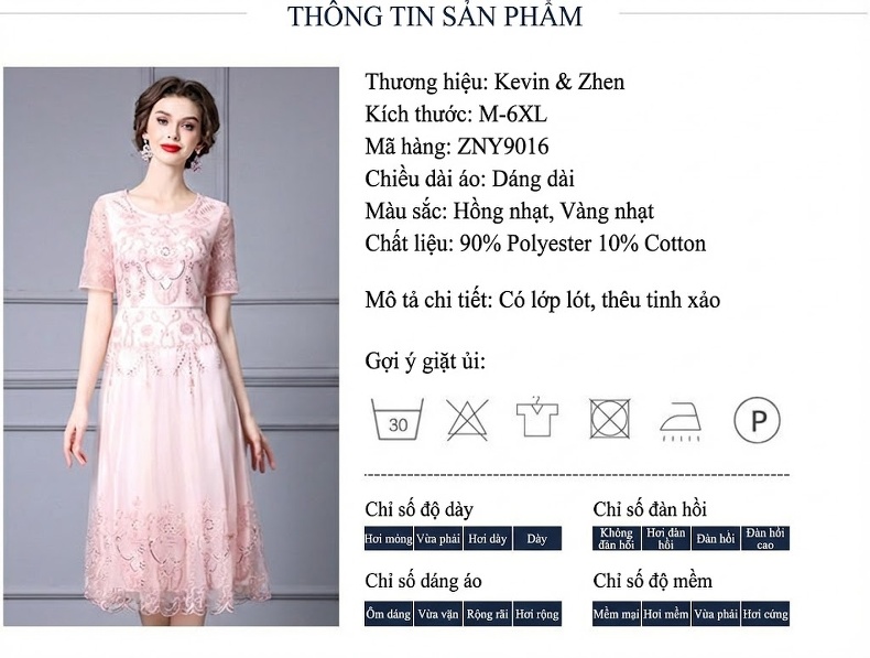 Váy liền thân Nữ Tính Thêu Họa Tiết Eo Cao dáng chữ A Mùa Hè Màu Hồng chi tiết 17
