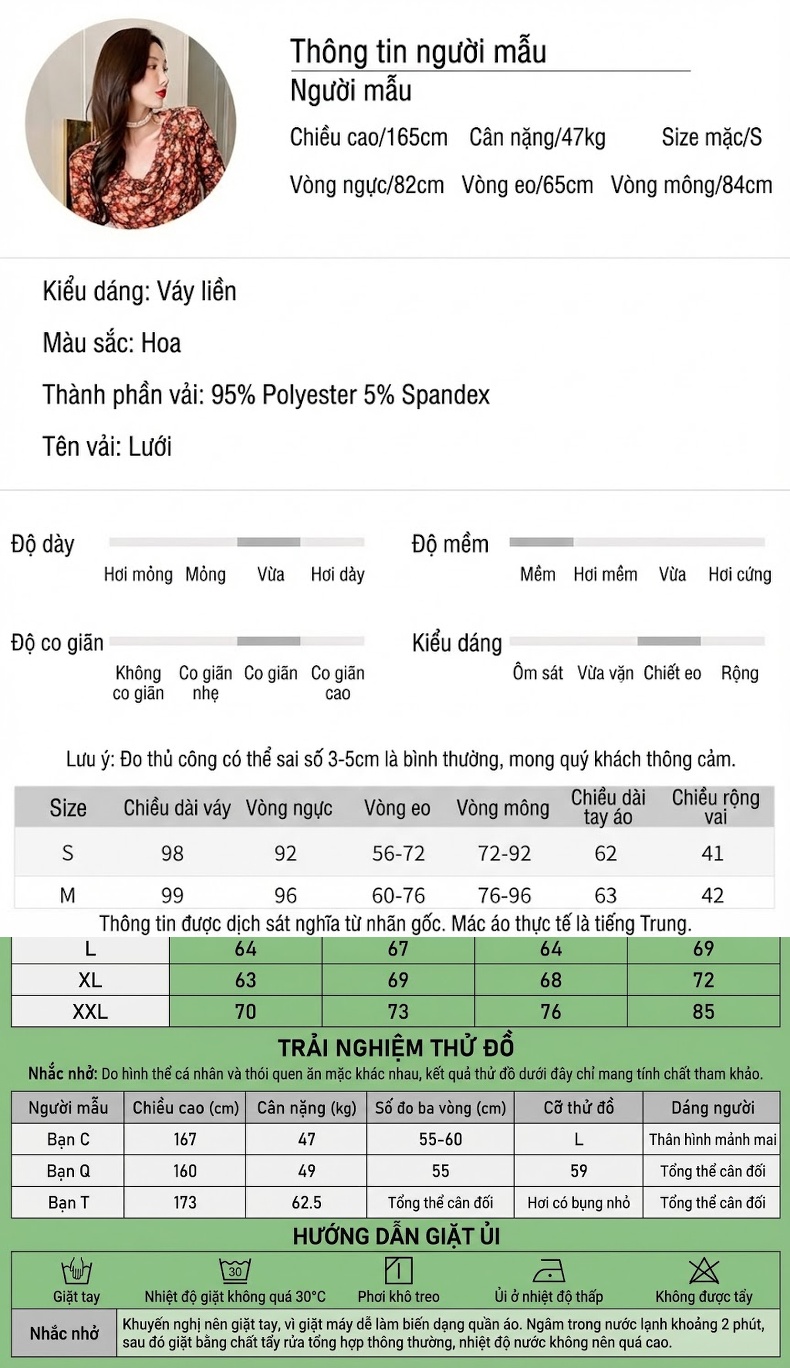 Váy Liền Thu Đông Dáng Ôm In Hoa Kiểu Pháp chi tiết 1