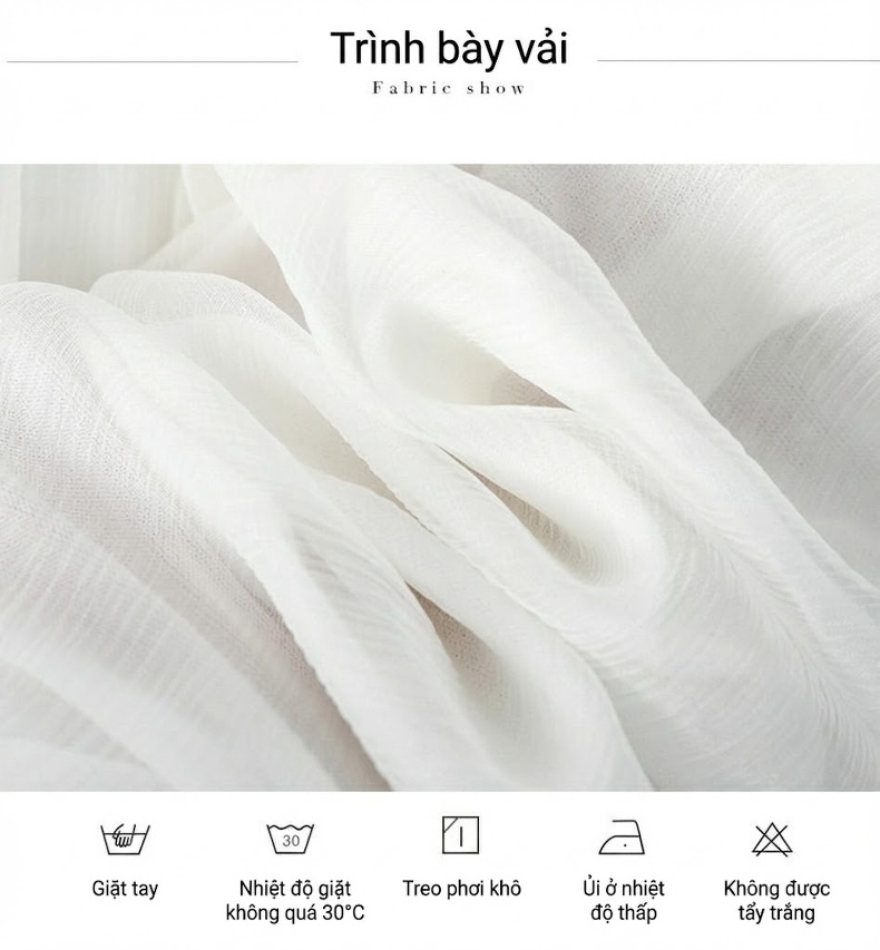 Váy Lụa Nữ Cổ chữ V Thắt Eo Thiết Kế Bèo Nhún Màu Trắng chi tiết 4