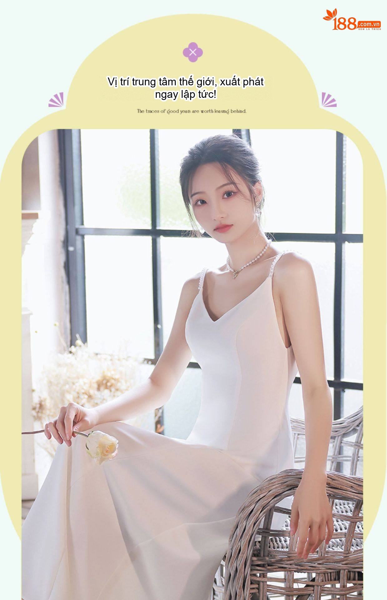 Váy Lụa Satin Hai Dây Dự Tiệc Cưới, Đính Hôn Màu Trắng chi tiết 4