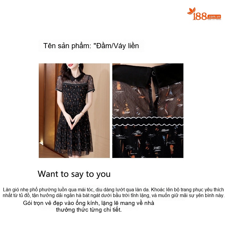 Váy Lụa Tằm Cao Cấp Nữ Họa Tiết Hoa Nhí Cổ Búp Bê dáng chữ A Màu Đen chi tiết 2
