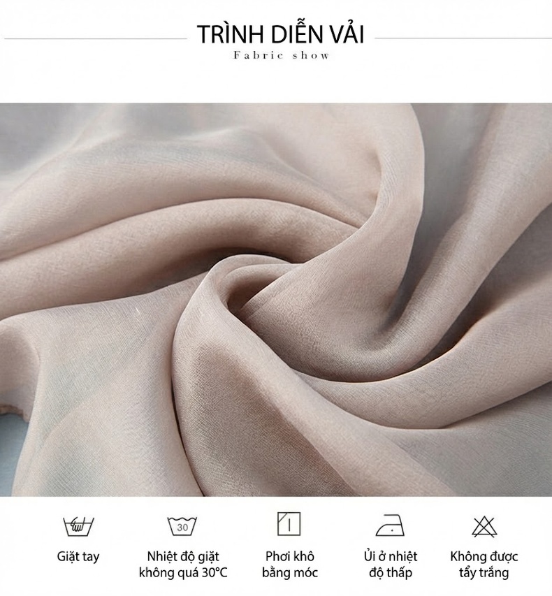 Váy Lụa Tằm Không Tay Đính Cườm Thiết Kế Tinh Tế Màu Be chi tiết 4