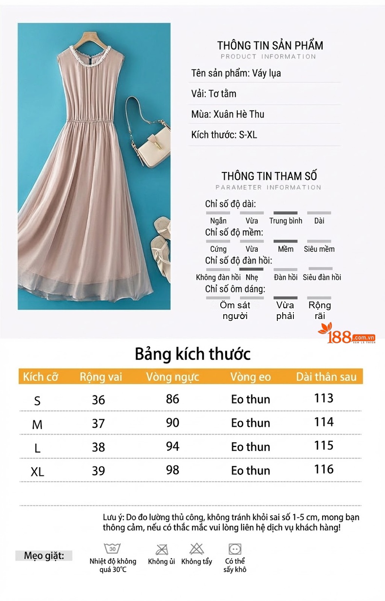 Váy Lụa Tằm Không Tay Đính Hạt Thiết Kế Tinh Tế Cao Cấp Màu Trắng, Đen chi tiết 5