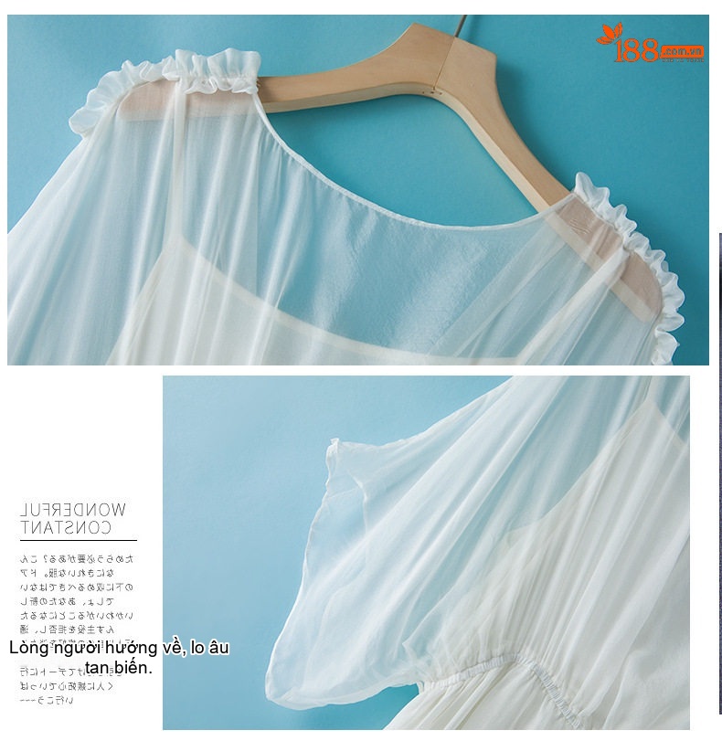 Váy Lụa Tằm Tơ Dáng Dài Tay Lỡ Thiết Kế Tối Giản Màu Trắng, Hồng, Xám, Vàng... chi tiết 6
