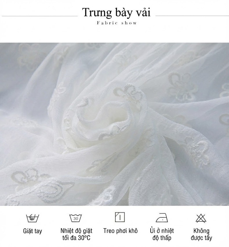 Váy Lụa Tơ Tằm Trung Niên Nữ Cổ chữ V Tay Lỡ Dáng Dài Qua Gối Màu Trắng chi tiết 4