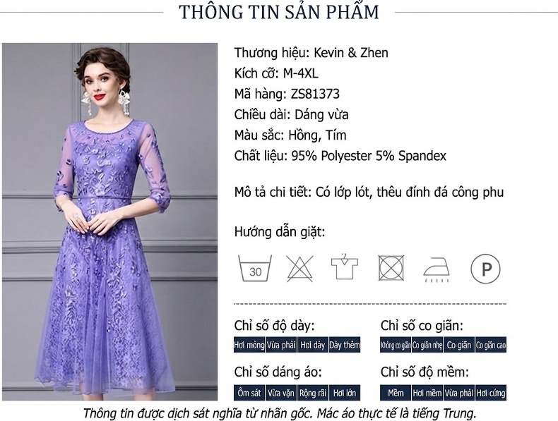 Váy Lưới Nữ Cao Cấp Thêu Hoa Tay Lỡ Dáng Xòe Chiết Eo Tôn Dáng Màu Tím chi tiết 17