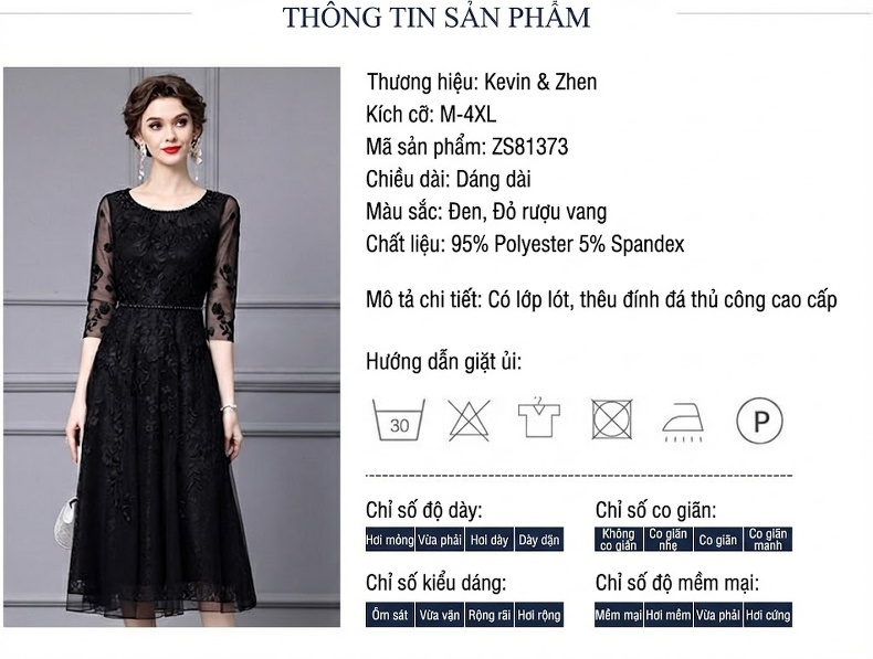 Váy Lưới Nữ Thêu Hoa Đính Đá Eo Cao Dáng Xòe Sang Trọng Màu Đen, Đỏ chi tiết 17