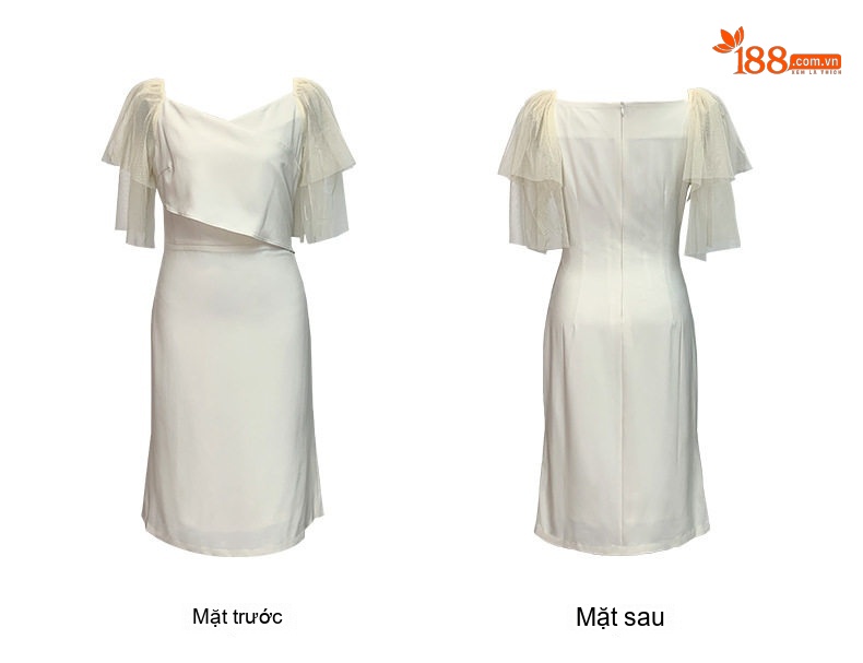 Váy Lưới Tay Bồng Nữ Dáng Ôm Thiết Kế Thanh Lịch Màu Đen, Trắng chi tiết 7