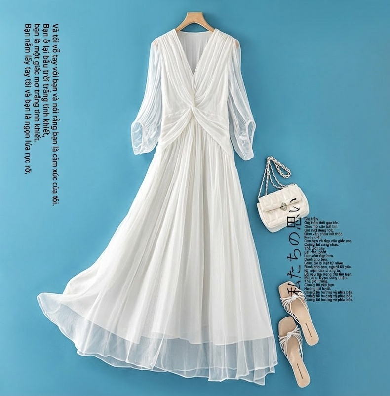 Váy Maxi Lụa Tằm Bohemian Đi Biển Mùa Hè Màu Hồng chi tiết 1