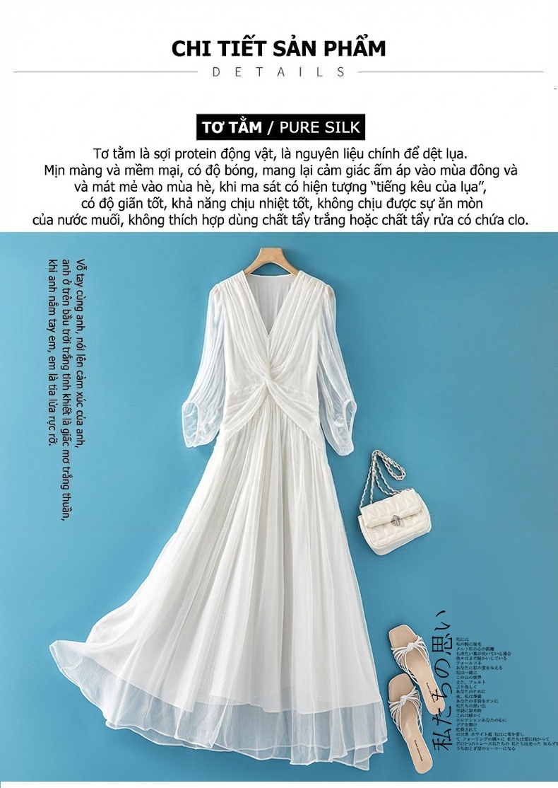 Váy Maxi Lụa Tằm Bohemian Đi Biển Mùa Hè Màu Hồng chi tiết 6
