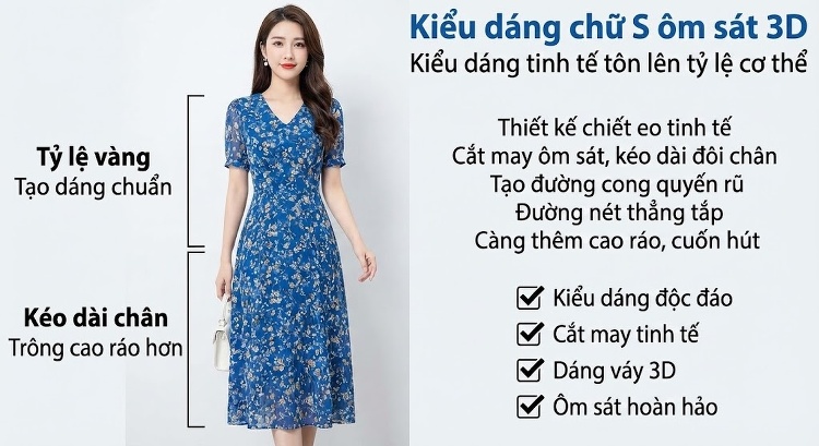 Váy Maxi Nữ Dáng Dài Không Tay Họa Tiết Hoa, Che Bụng Chất Liệu Voan Màu Xanh Dương, Tím chi tiết 6