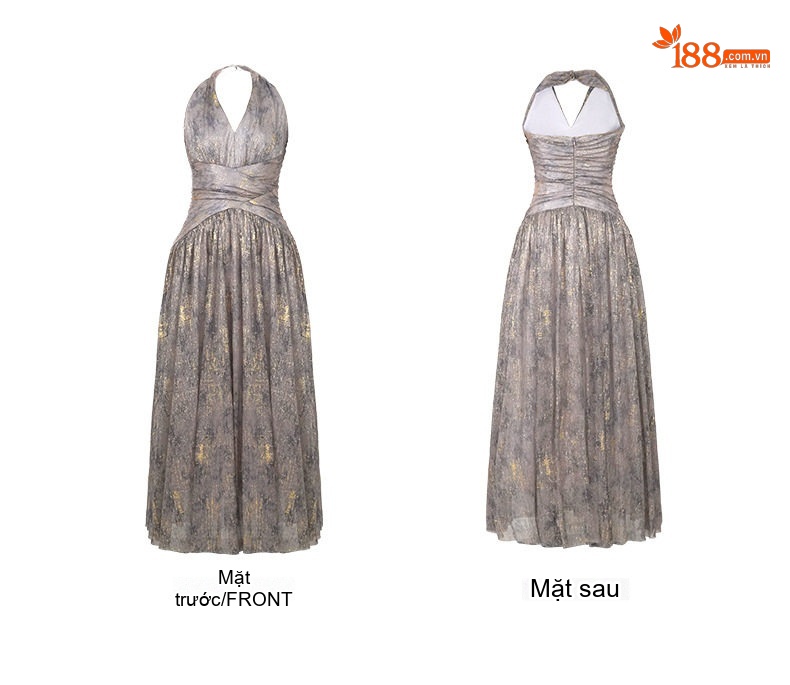 Váy Maxi Nữ Hở Lưng Cổ Chữ V Dáng Dài Thắt Eo Phong Cách Đi Biển Màu Tím chi tiết 4