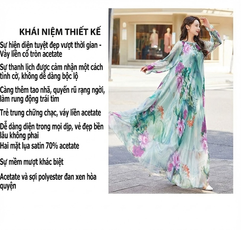 Váy Maxi Voan Dài Tay Họa Tiết Hoa Đi Biển Mùa Hè Phong Cách Châu Âu chi tiết 2