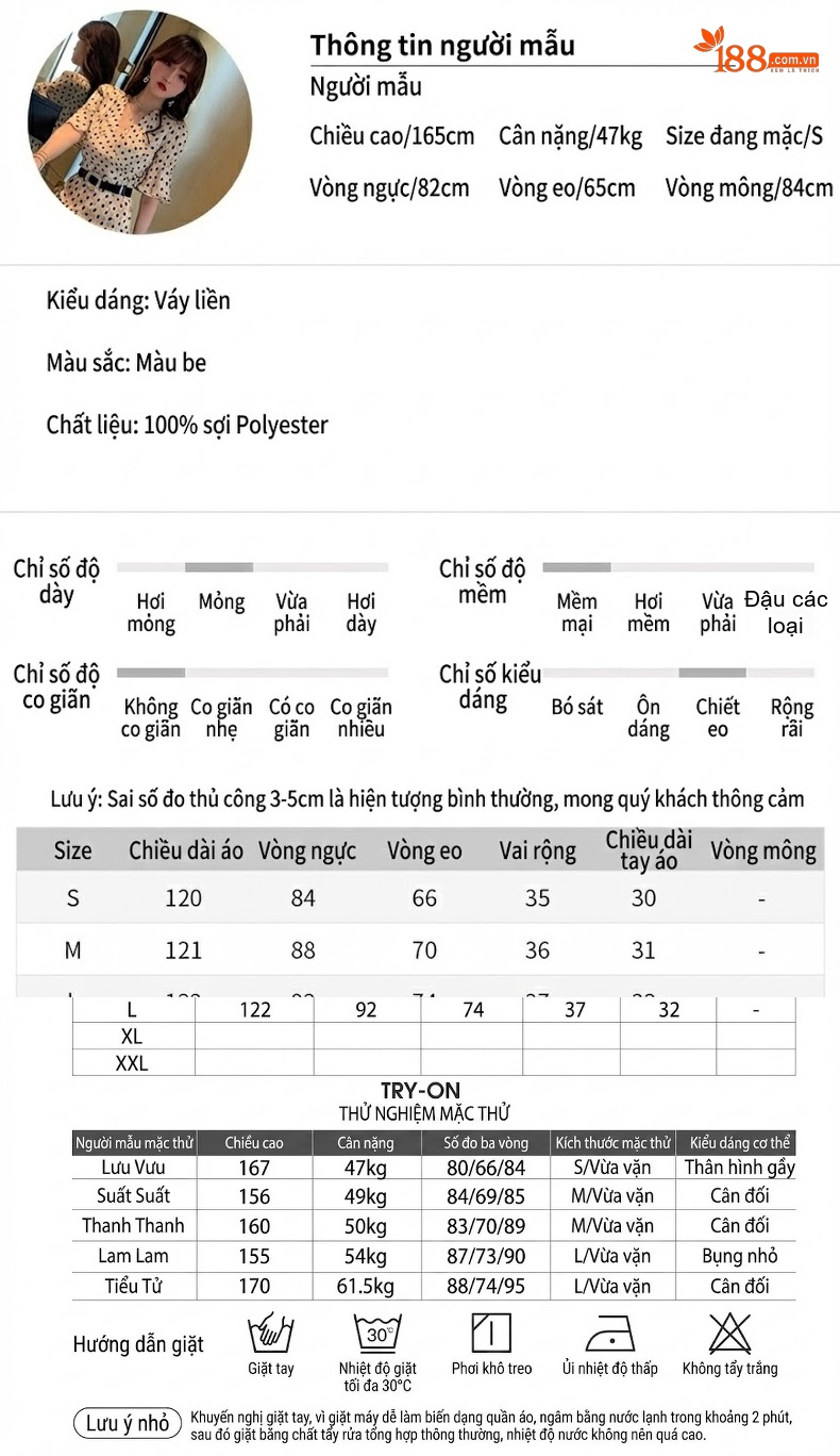 Váy Midi Nữ Cổ chữ V Chấm Bi Tay Lỡ Xếp Ly Bèo Nhún Đuôi Cá chi tiết 2