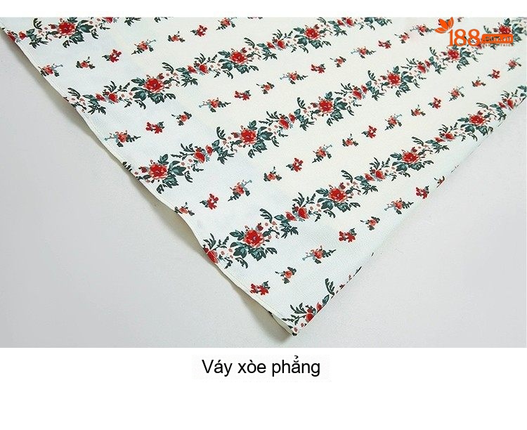 Váy Midi Nữ Cổ chữ V In Hoa Nhí Thu Eo dáng chữ A chi tiết 18