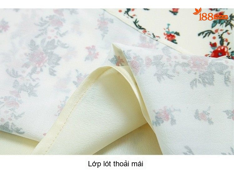 Váy Midi Nữ Cổ chữ V In Hoa Nhí Thu Eo dáng chữ A chi tiết 19
